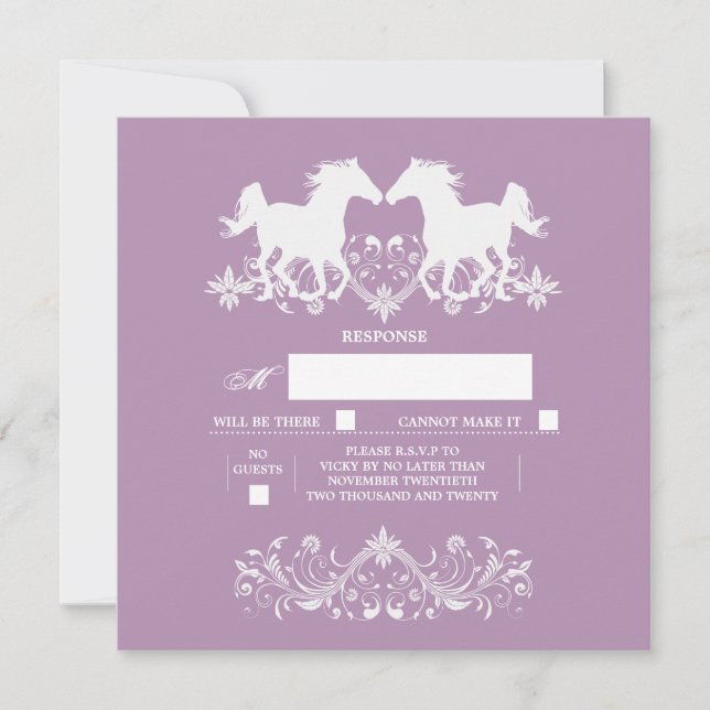 Carte Cheval silhouette moderne tourbillons floraux (Devant)