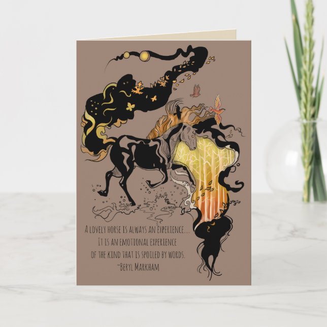 Carte Cheval Silhouette stylisé avec devis (Devant)