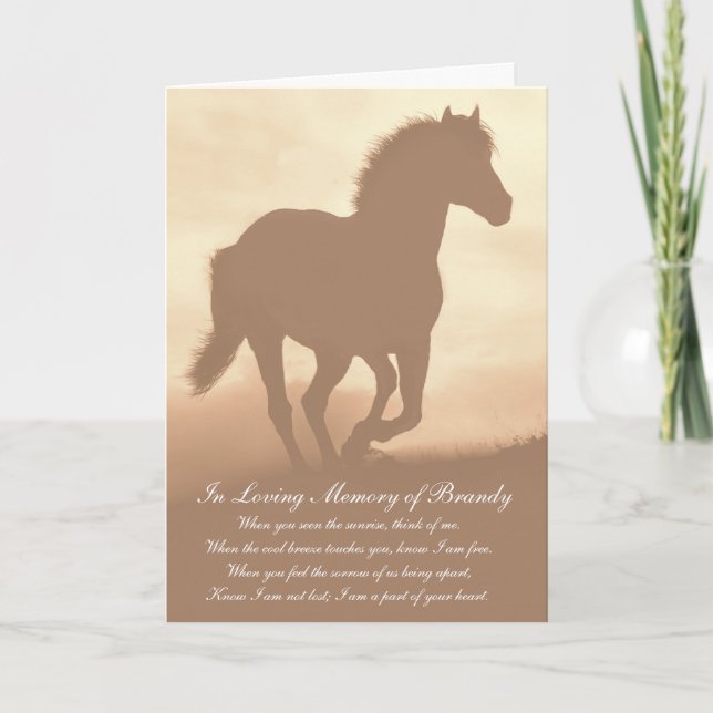 Carte Cheval Sympathy Sepia Poème Spirituel Nom Personna (Devant)