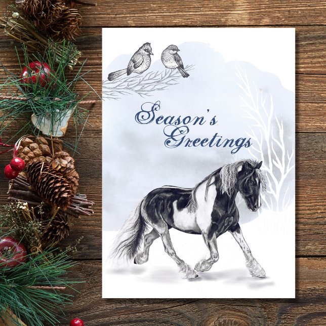 Carte Cheval Trotting dans les vacances de Noël de neige (Créateur téléchargé)
