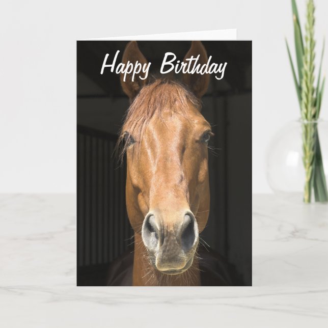 Carte Cheval Visage photo Joyeux anniversaire (Devant)
