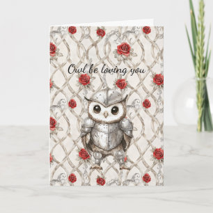 Carte Chevalier Hibou Armure Brillante Roses Je T'aimera