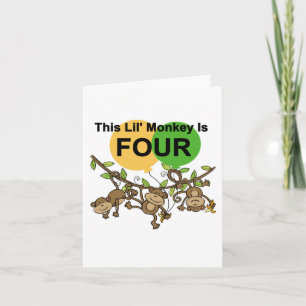 Carte Chevaliers et cadeaux de 4e anniversaire des singe