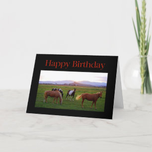 Carte Chevaux au coucher du soleil Joyeux anniversaire