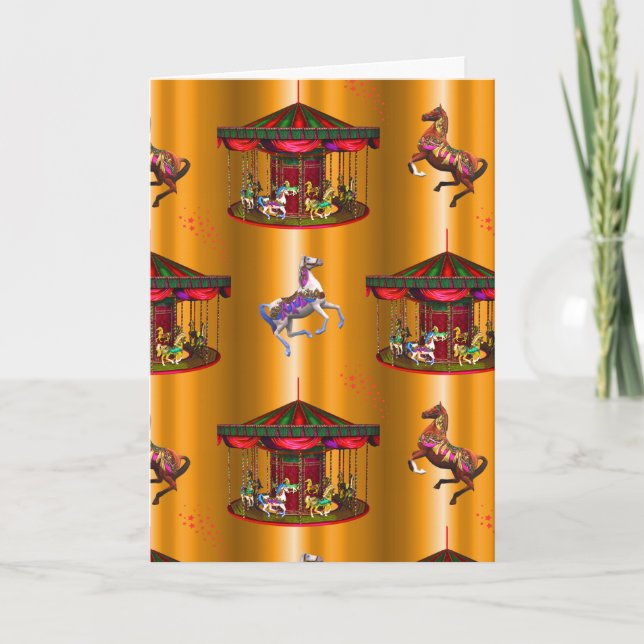 Carte Chevaux de carrousel sur l'or (Devant)