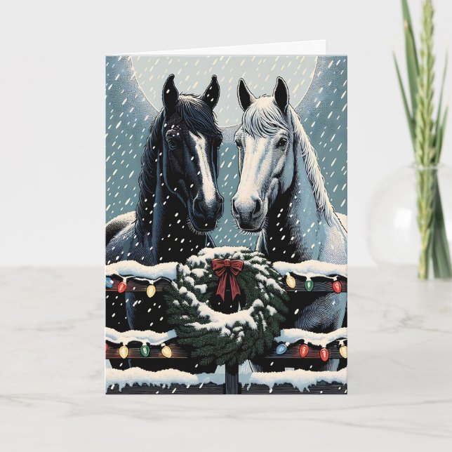 Carte Chevaux de fête | Joyeux Noël (Devant)