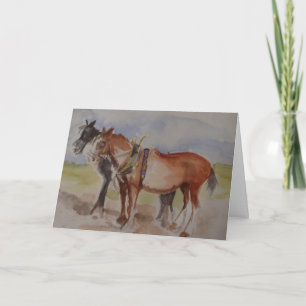 Carte Chevaux de la mer à l'aquarelle