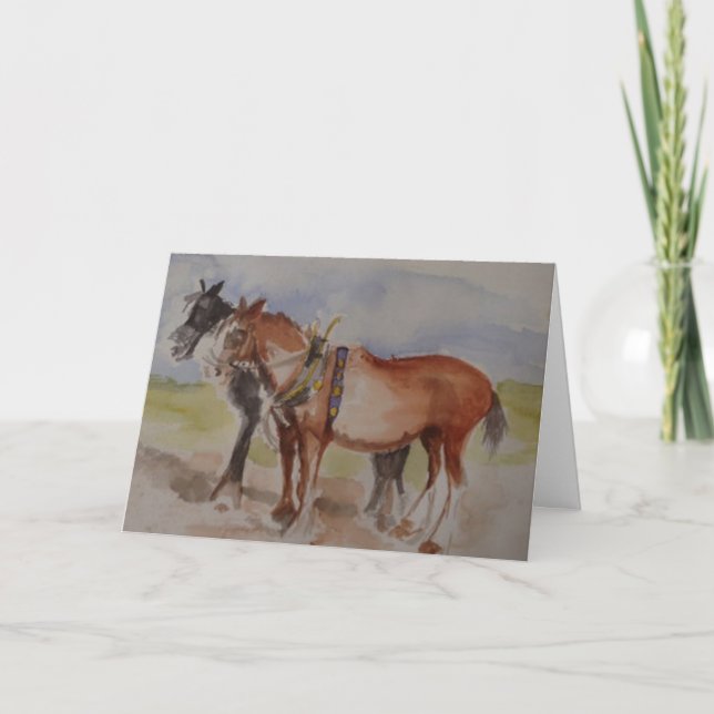 Carte Chevaux de la mer à l'aquarelle (Devant)