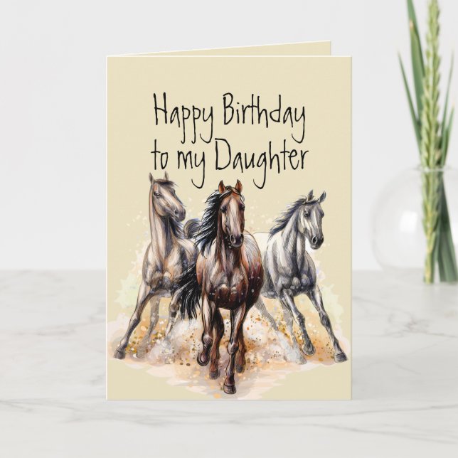 Carte Chevaux de l'Ouest sauvage Fille d'anniversaire An (Devant)