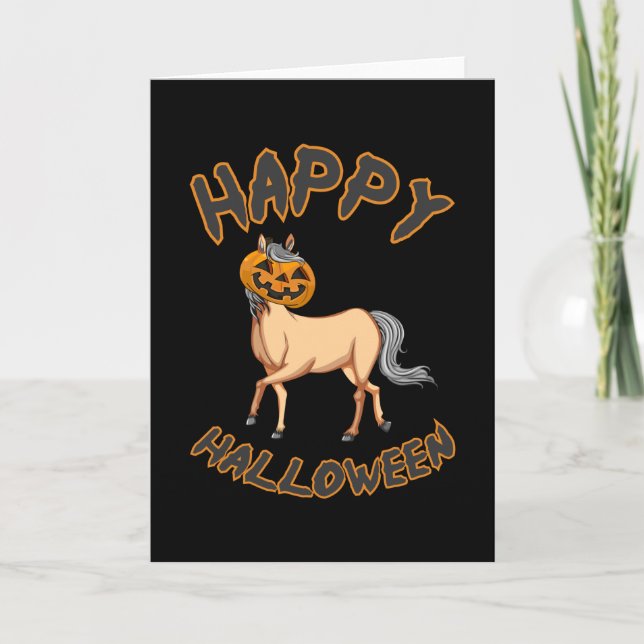 Carte Chevaux d'Halloween Chevaux Citrouille Horreur Idé (Devant)