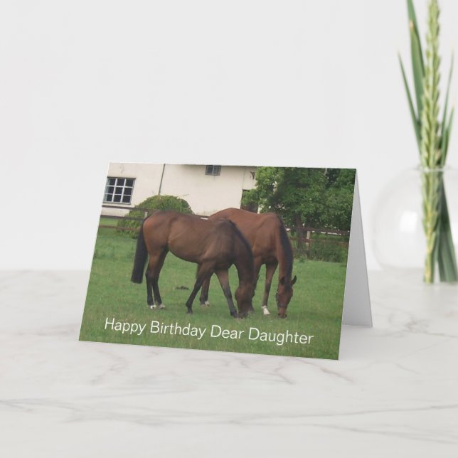 Carte Chevaux Fille Personnalisée Anniversaire (Devant)