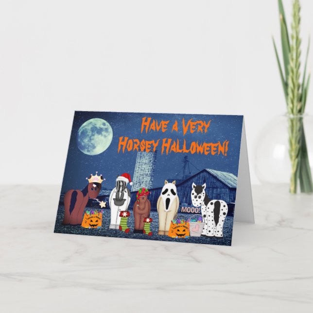 Carte Chevaux mignons en costumes Cheval Halloween Horse (Devant)