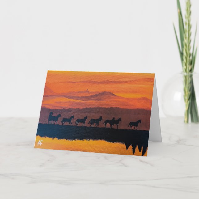 Carte Chevaux sauvages du Montana Peinture d'Alfred Fox (Devant)