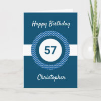 Carte Chevron Blue 57th Birthday Card