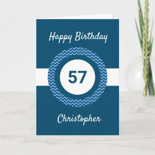 Carte Chevron Blue 57th Birthday Card