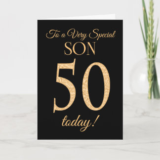 Carte Chic 50ème effet or sur Black, pour Son Anniversai