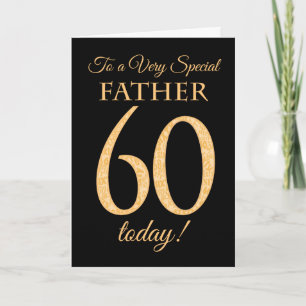 Carte Chic 60th Gold-Effect on Black, Father Birthday