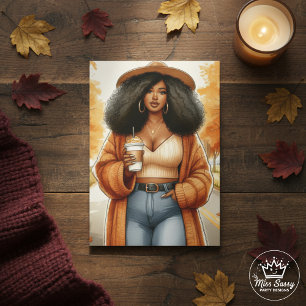 Carte Chic Africaine Américaine Thanksgiving   Automne