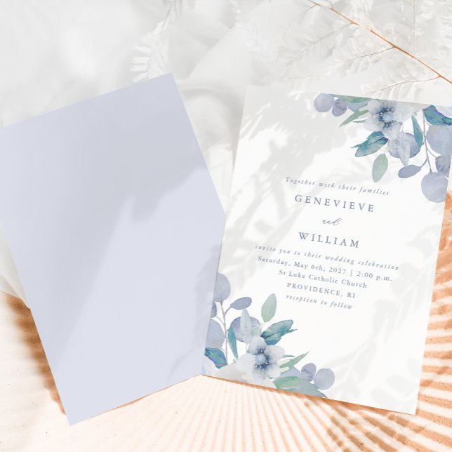 Carte Chic Airy Blue Floral Bouquet Mariage (Créateur téléchargé)