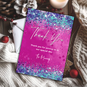 Carte Chic aqua rose iridescente parties scintillant mer