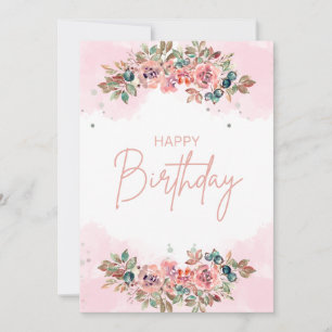 Carte Chic Aquarelle Flora Anniversaire