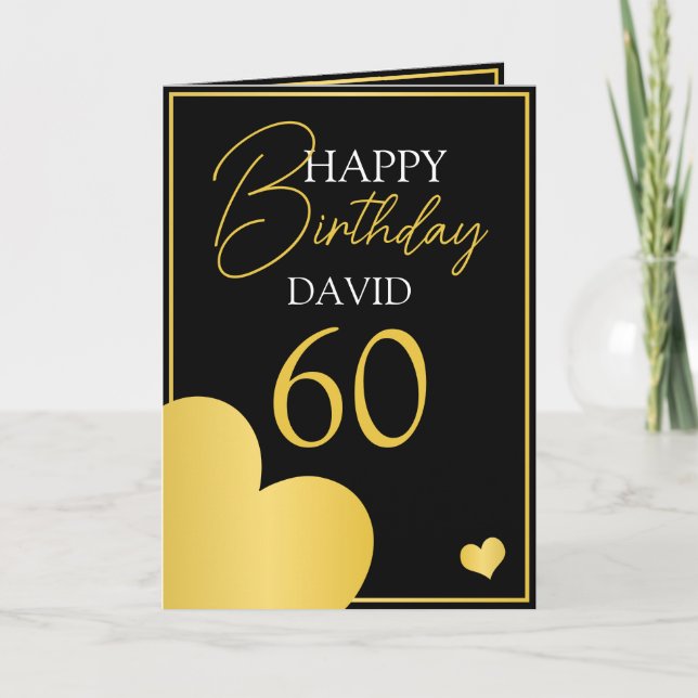 Carte Chic Black and Gold Husband 60e anniversaire (Devant)