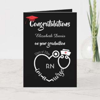 Carte Chic Black White Nurse Graduation Félicitations