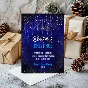 Carte Chic bleu argent parties scintillant lumières de N