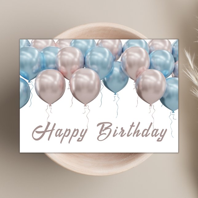 Carte Chic Boho Balloons Script moderne Joyeux anniversa (Créateur téléchargé)