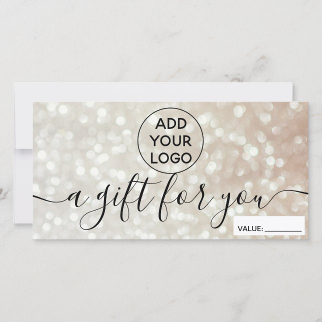 Carte Chic bokeh or parties scintillant logo cadeau cert (Devant)