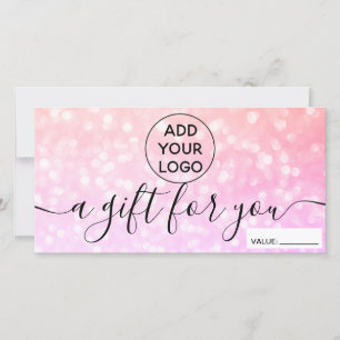 Carte Chic bokeh parties scintillant rose logo certifica