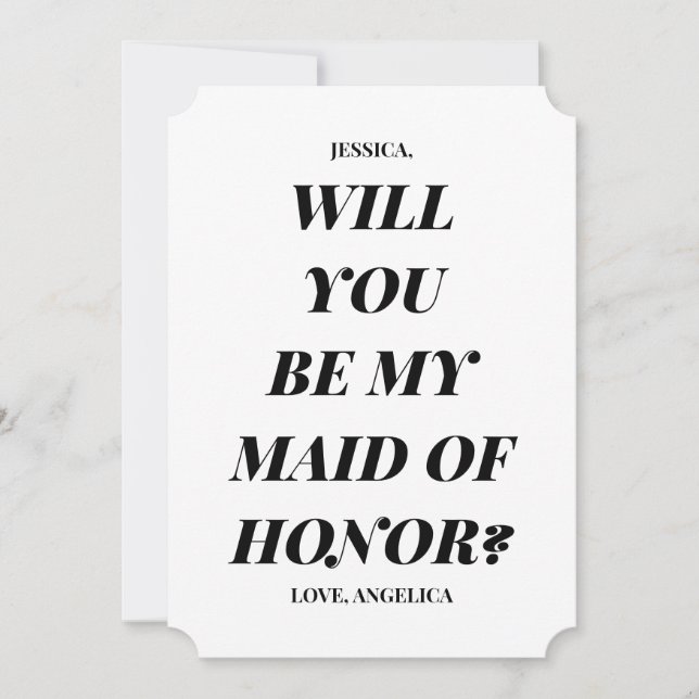 Carte Chic Bold Minimal Maid of Honor Proposition (Devant)