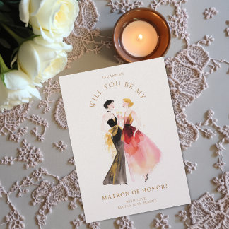 Carte Chic Bridesmaid Proposal Card Two Ladies Toast