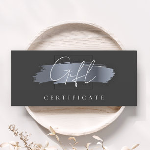 Carte Chic Brush Stroke Elegant Black Cadeau Certificat