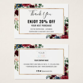 Carte Chic Burgundy Blush Floral rabais Coupon
