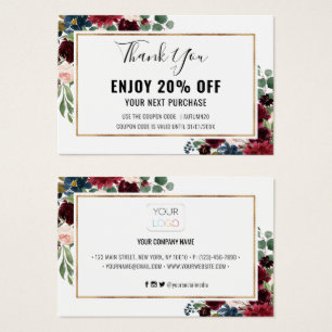 Carte Chic Burgundy Blush Floral rabais Coupon