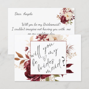 Carte Chic Burgundy Flowers Bridesmaid