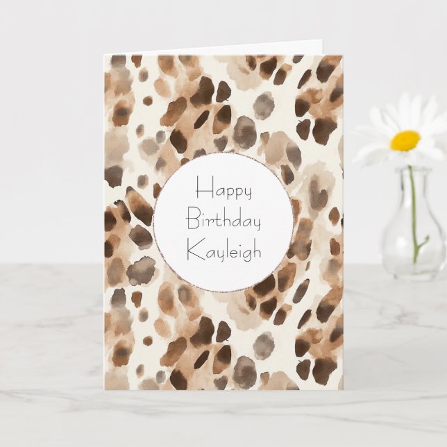 Carte Chic Cream Brown Leopard Poster de animal Annivers (Petite plante)