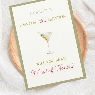 Carte Chic Dirty Martini-Thème Maid of Honor Proposition