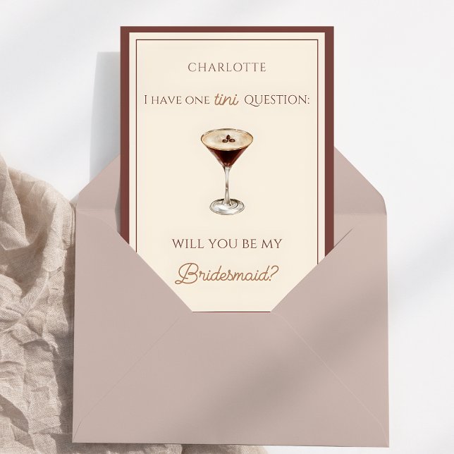 Carte Chic Espresso Martini Theme Bridesmaid Proposition (Créateur téléchargé)