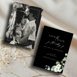 Carte Chic Eucalyptus Black & White Photo Enregistrer la