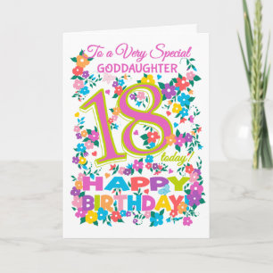 Carte Chic Floral 18e anniversaire pour Godgirl