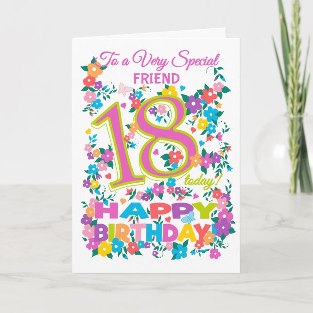 Carte Chic Floral 18th Birthday for Friend (Devant)