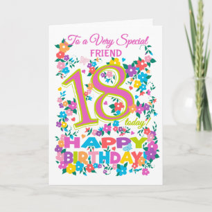 Carte Chic Floral 18th Birthday for Friend