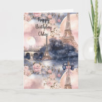 Chic Français Rose Bleu Paris Tour Eiffel Annivers