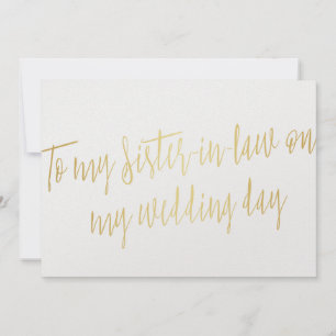 Carte Chic Gold "À ma belle-soeur le jour de mon mariage