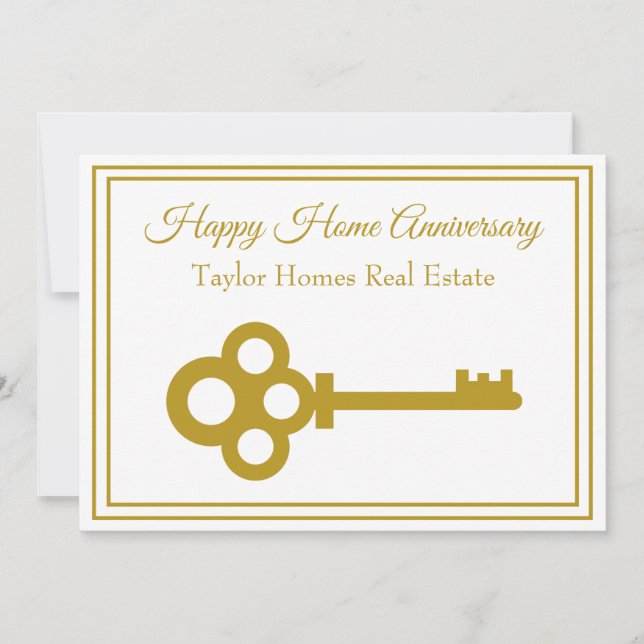 Carte Chic Gold Key Immobilier Happy Home Anniversaire (Devant)