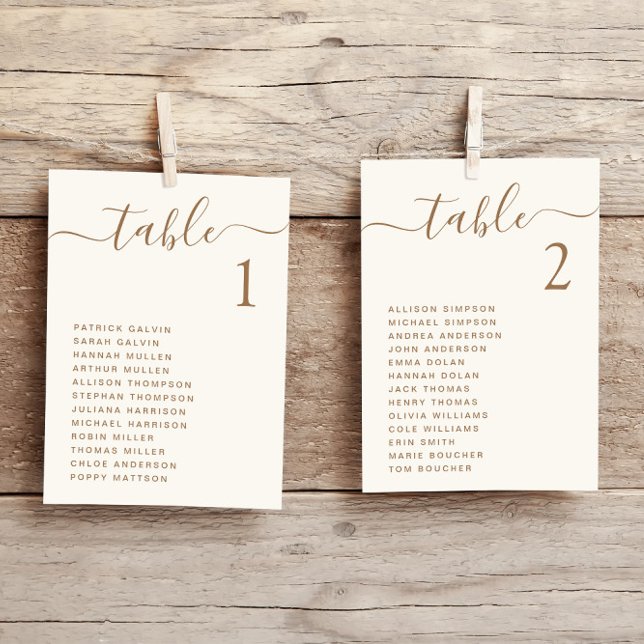 Carte Chic Gold Script Cream Mariage Seing Chart (Créateur téléchargé)