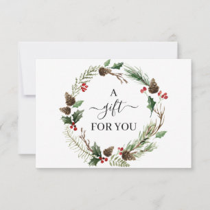 Carte Chic Holly Berry & Feuille Wreath Certificat cadea