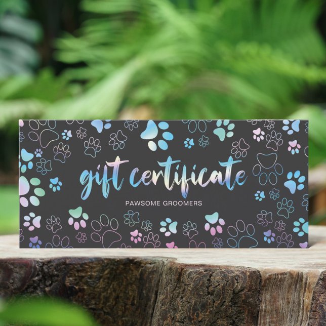 Carte Chic Holographique Empreinte de patte Chien Groome (Créateur téléchargé)